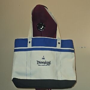 Disneyland Blue and Cream Canvas Zippet Tote Bag